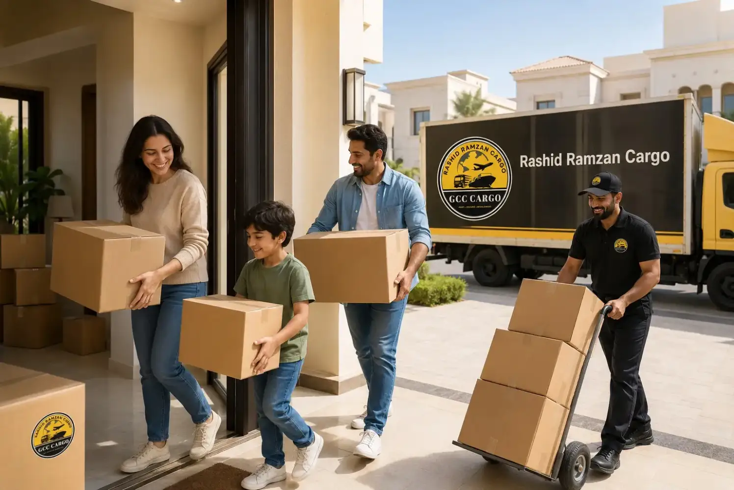 Family preparing for a household relocation