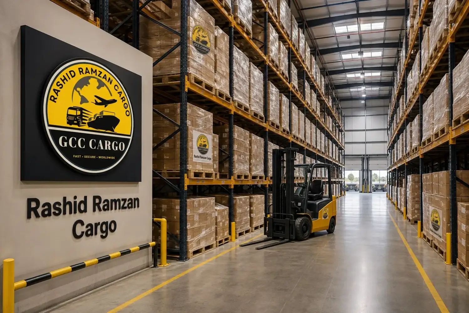 Organized warehouse shelving and cargo